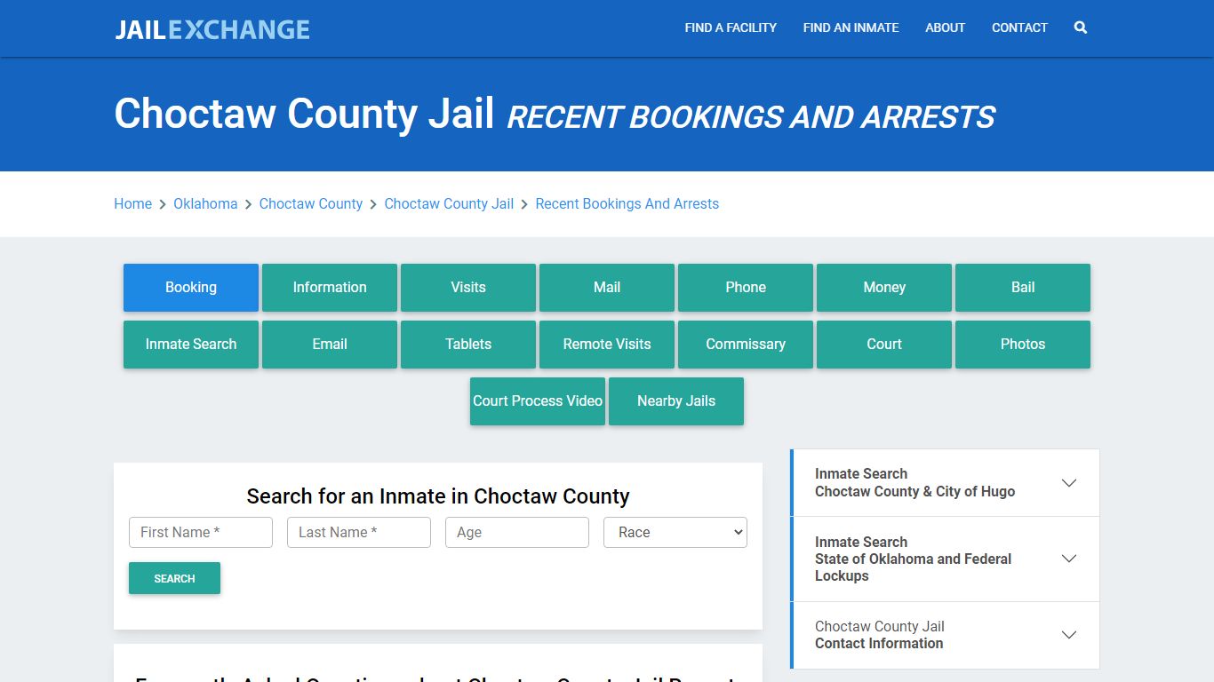 Choctaw County Jail OK Recent Arrests and Bookings - Jail Exchange