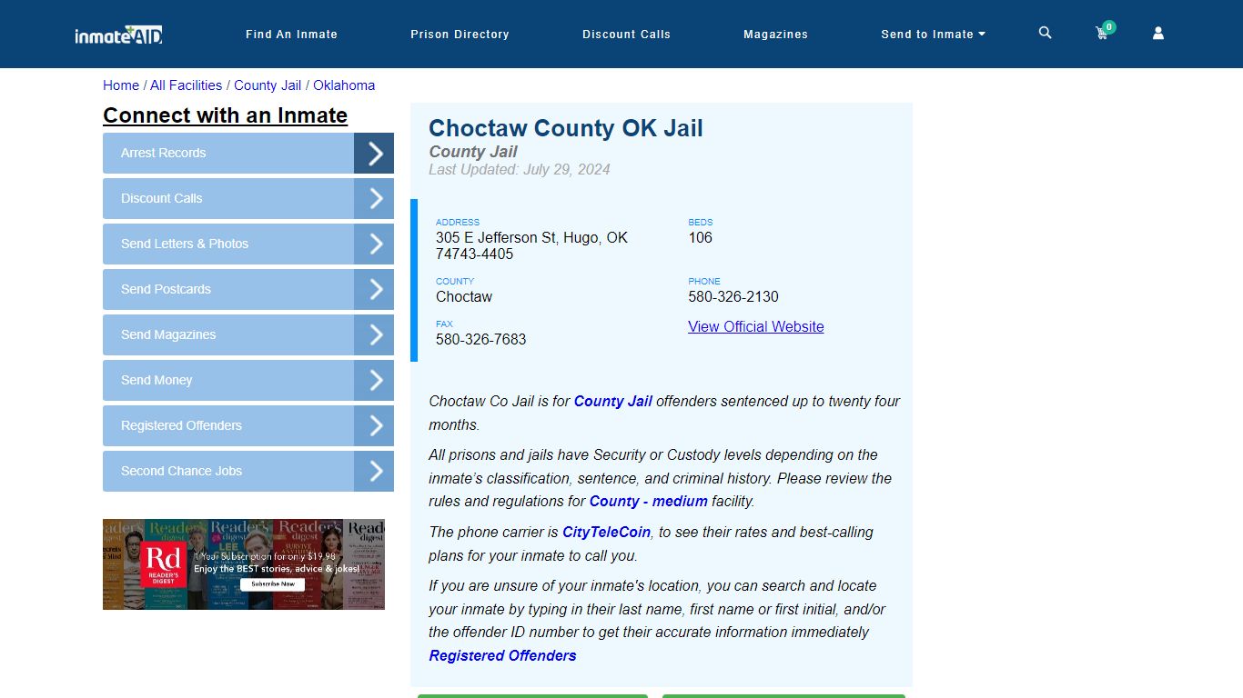 Choctaw County OK Jail - Inmate Locator